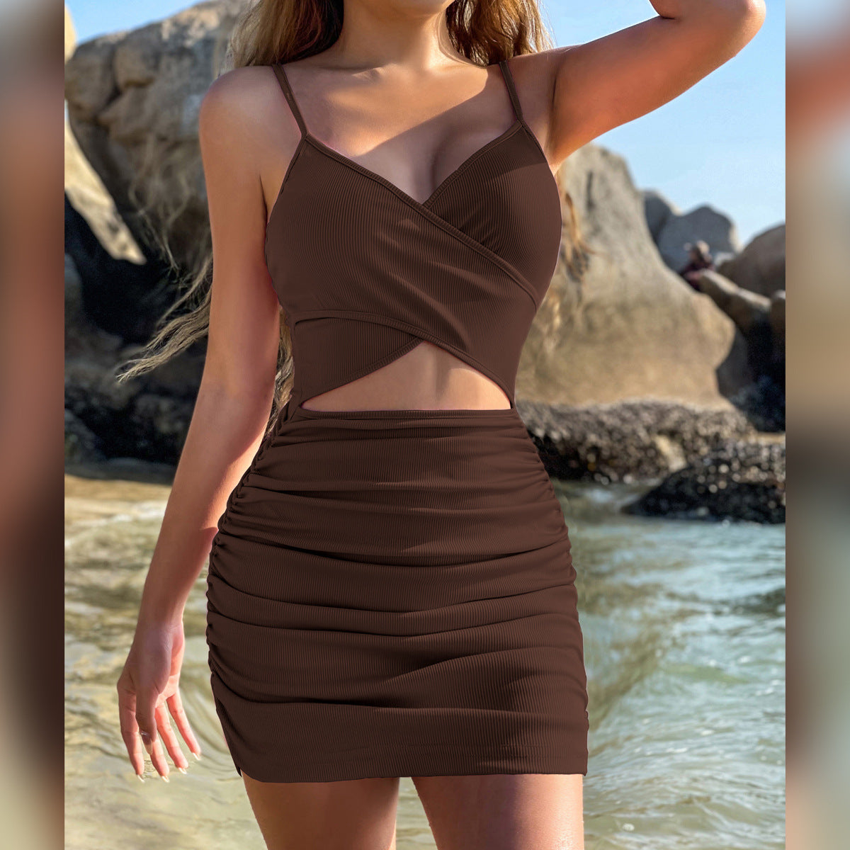 Cross-Strap Hollow-Out Dress