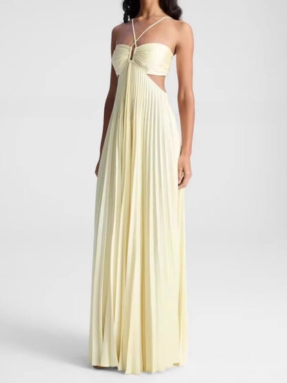 Yellow Halter Neck Dress Drip Depot