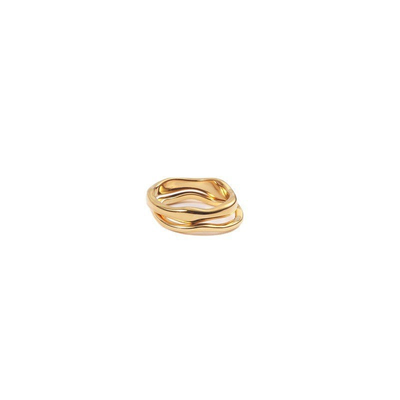 Double Layer Stacked Wavy Vintage Stainless Steel Ring Drip Depot