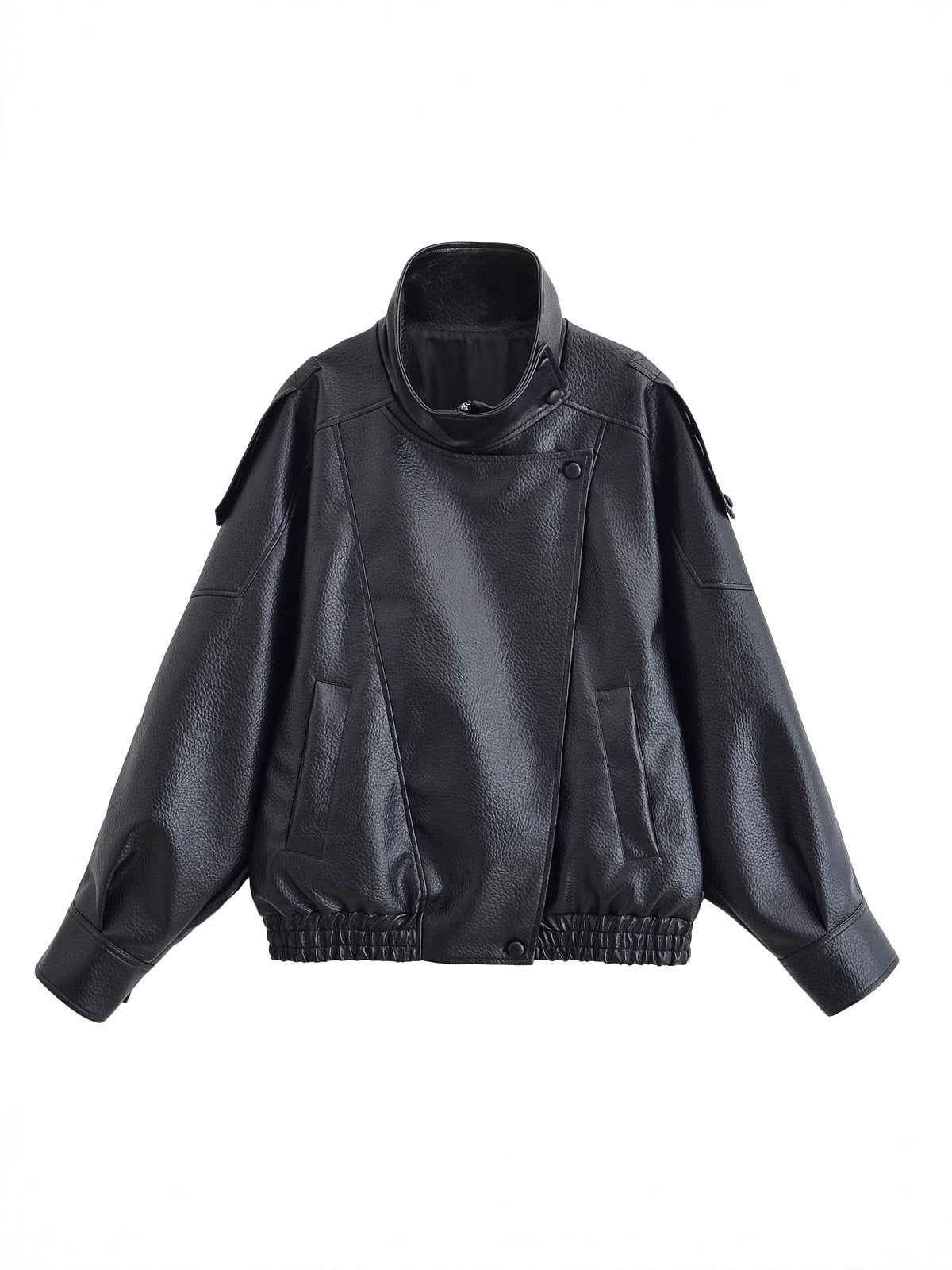 Women's Double Collar Faux Leather Jacket