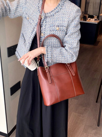Leather Tote Bag with Adjustable Strap