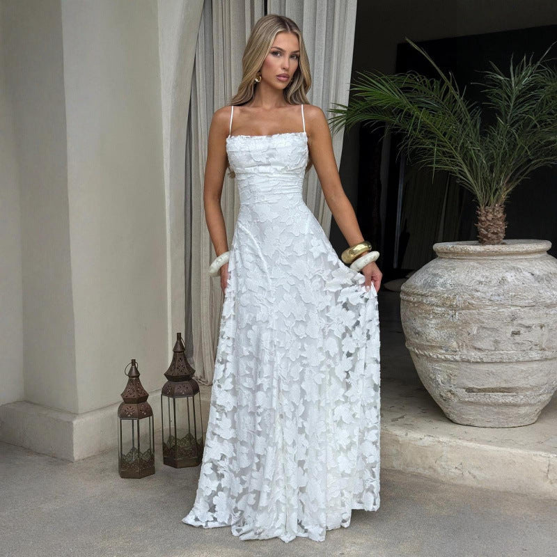 Elegant Lace Backless Evening Dress Drip Depot