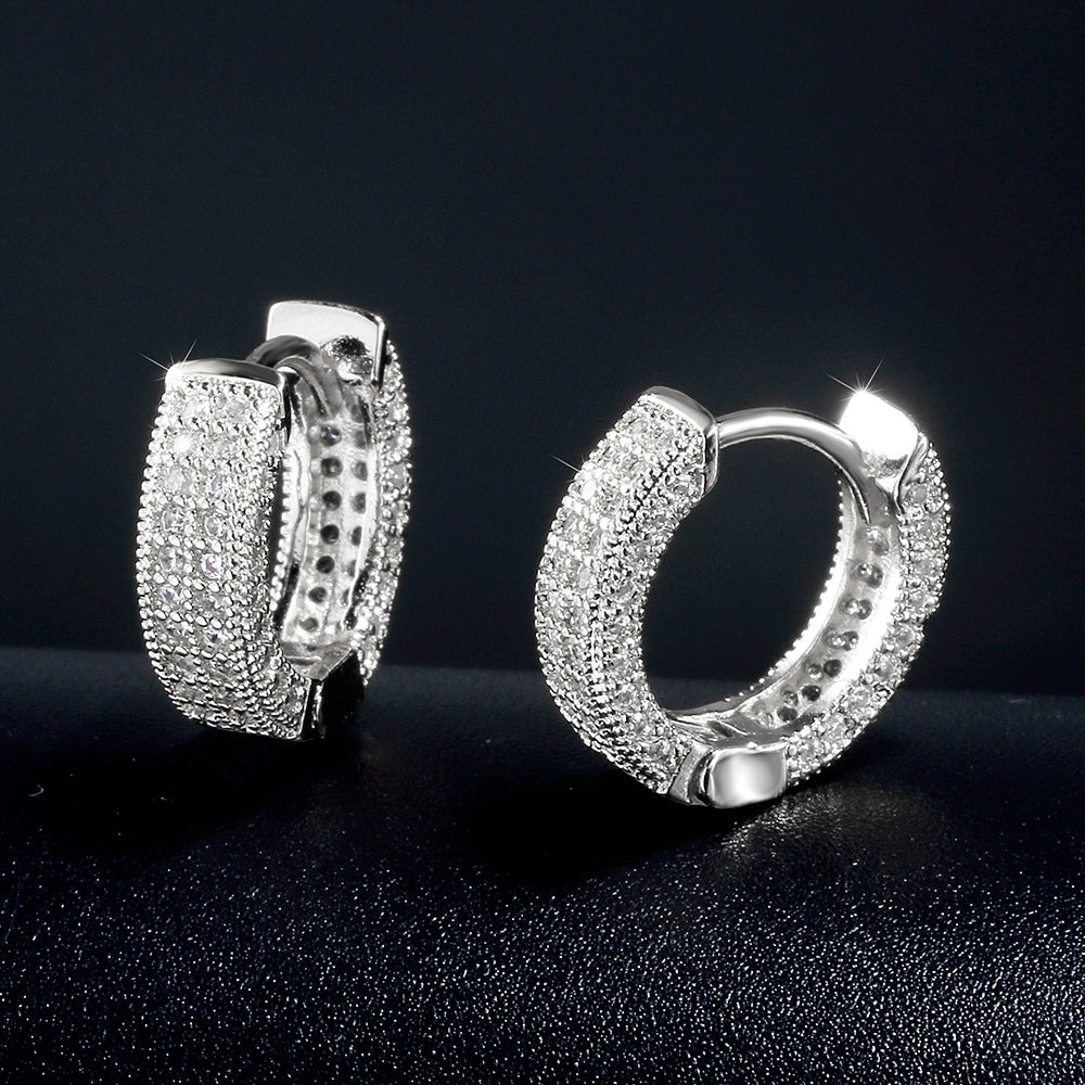 Geometric Square Hoop Zircon Earrings