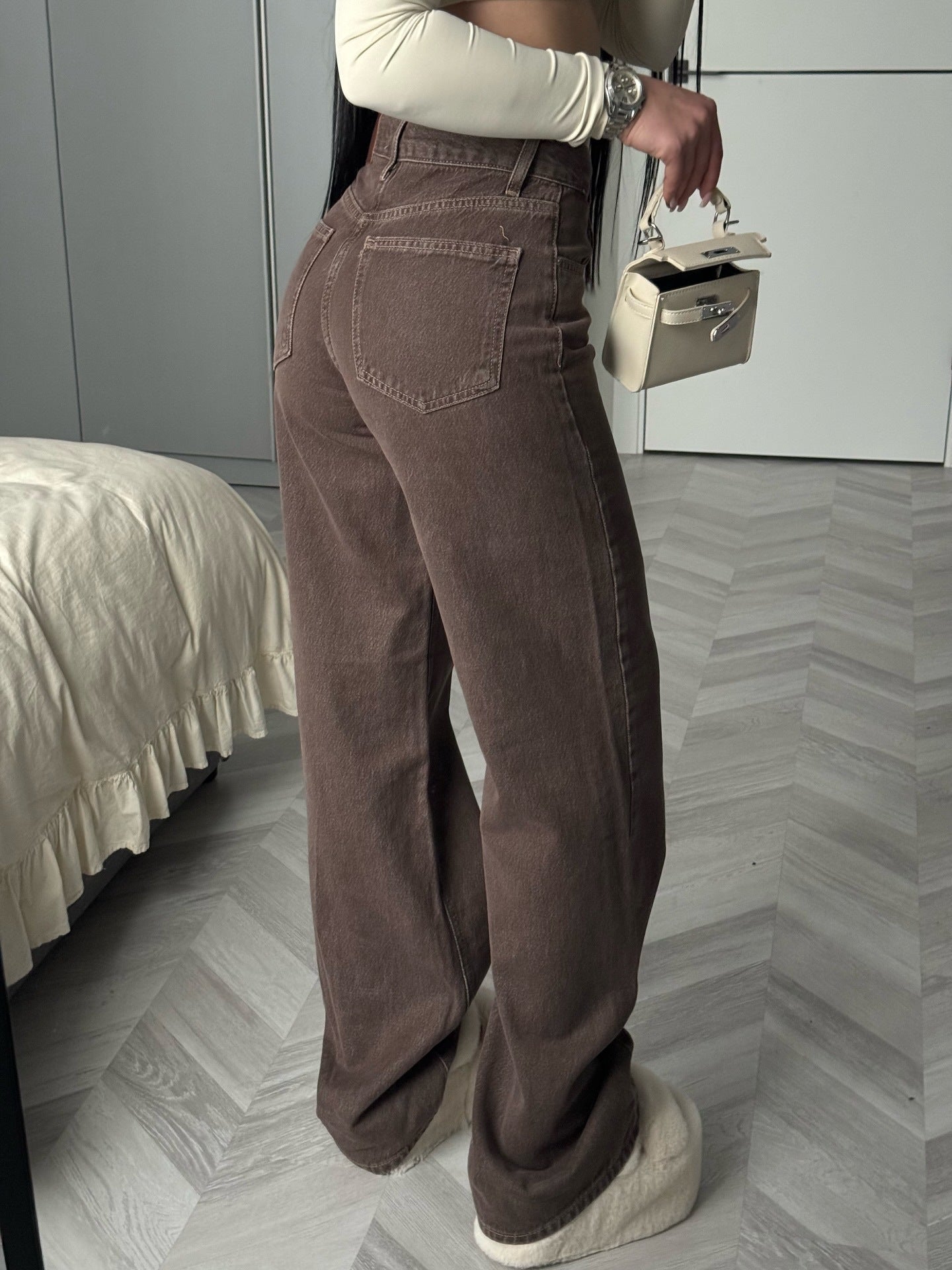 High Waist Wide Leg Denim Pants