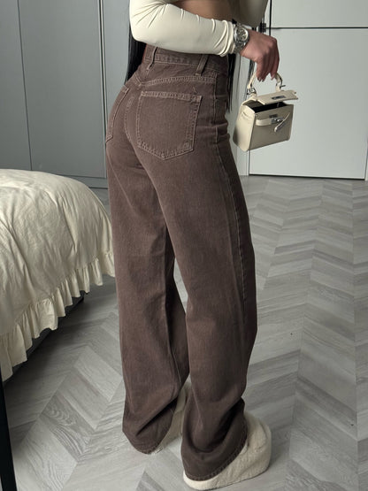 High Waist Wide Leg Denim Pants
