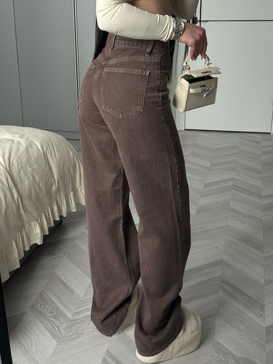 High Waist Wide Leg Denim Pants