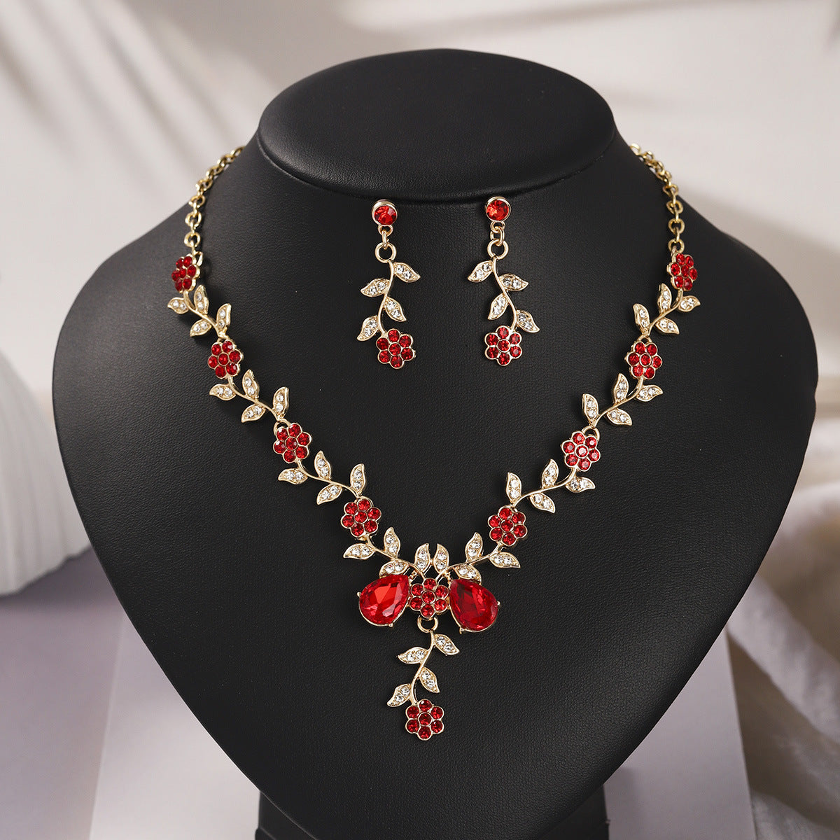 Bridal Necklace and Earring Set with Diamond Accents