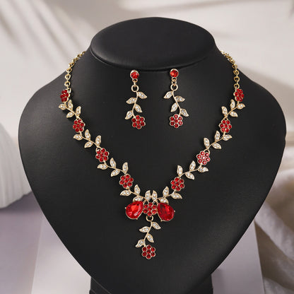 Bridal Necklace and Earring Set with Diamond Accents