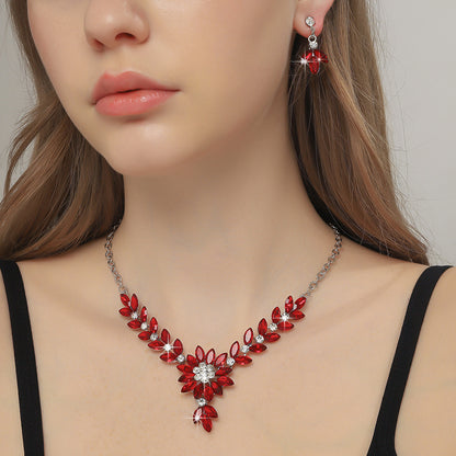 Vintage Floral Alloy Necklace and Earrings Set