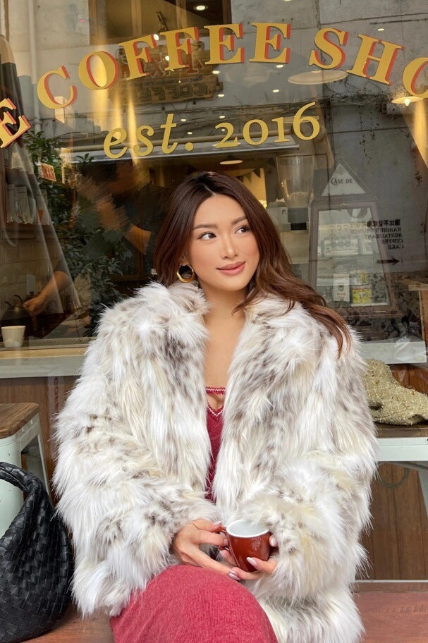 Faux Fur Leopard Print Coat