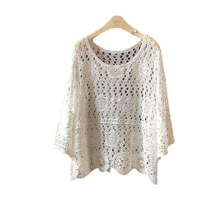 Lace Embroidered Mesh Blouse