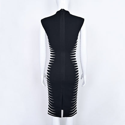 Jacquard Zebra Print Bandage Bodycon Dress