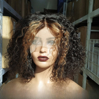 T Part Lace Bob Wig Human Hair Water Curly Drip Depot