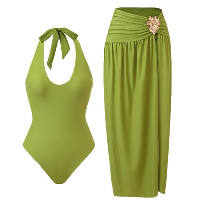 Two-Piece Swimsuit with Slit Dress