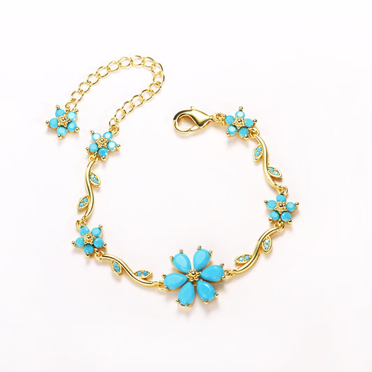 Floral Gold Plated Chain Bracelet