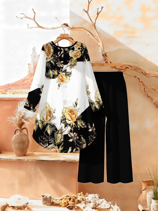 Printed Wide-Leg Pants for  Set