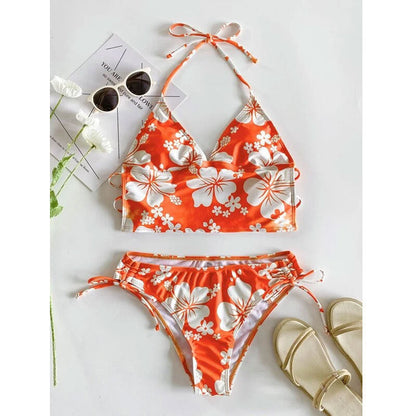 Floral Print High-Waisted Bikini Swimsuit Drip Depot