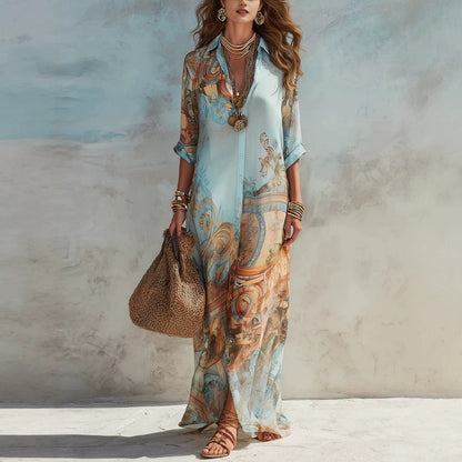 Flowy Retro Print Dress
