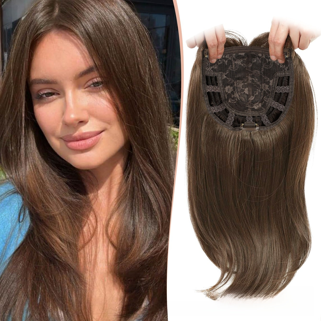 Synthetic Middle Part Hairpiece with Straight Long Hair
