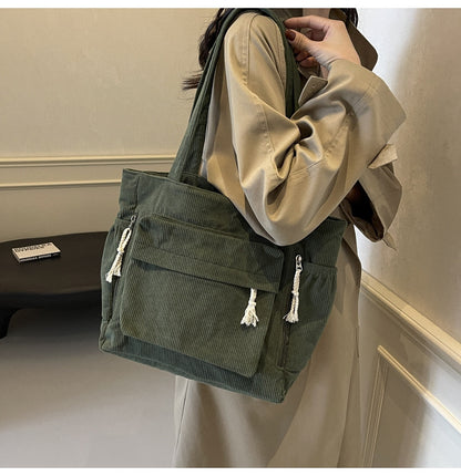 Simple corduroy tote bag