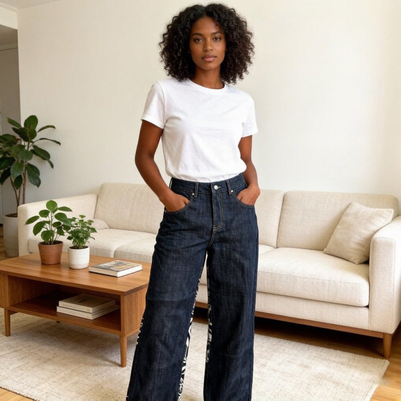 Y2K Dragon Tiger Print Drawstring Denim Pants Drip Depot