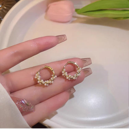 Circle Pearl Hoop Earrings