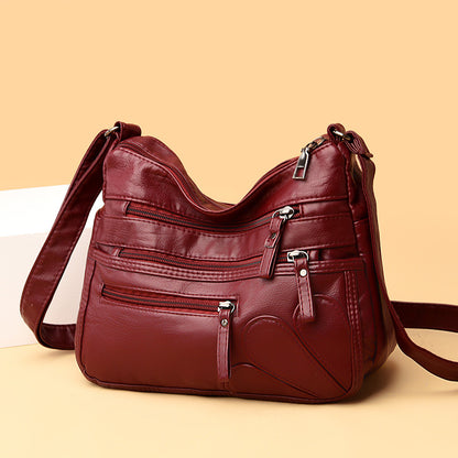 Soft Leather Crossbody Bag with Large Capacity