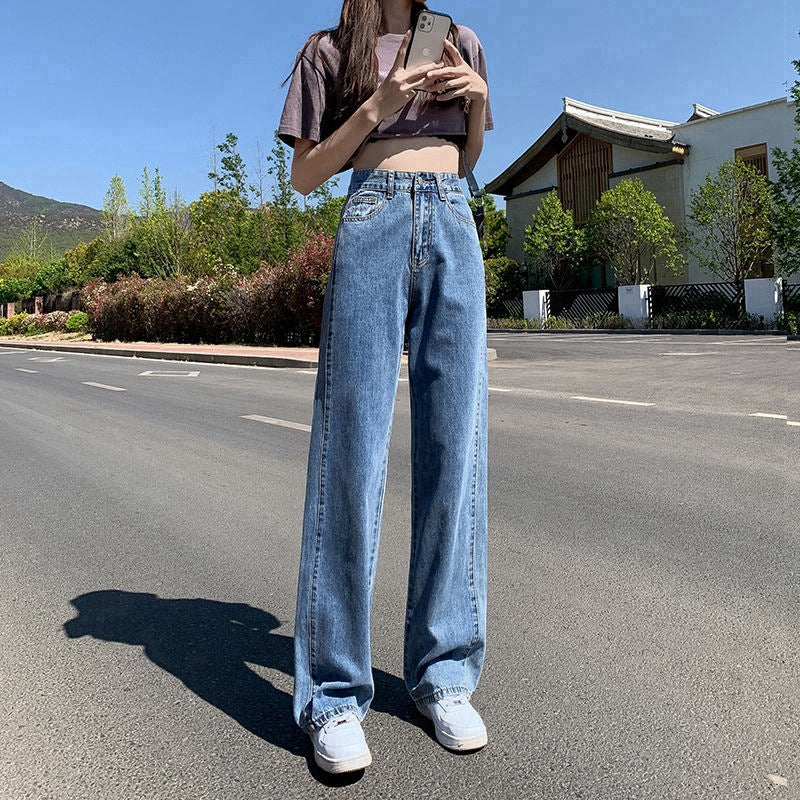 High Waist Wide Leg Denim Pants