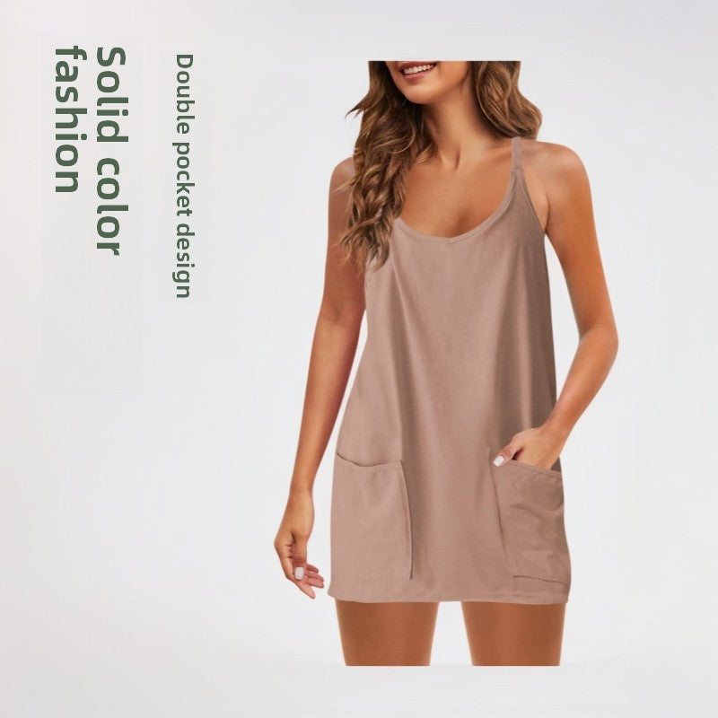Solid Color Knit Dress with Pockets Drip Depot