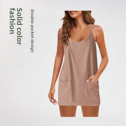 Solid Color Knit Dress with Pockets Drip Depot