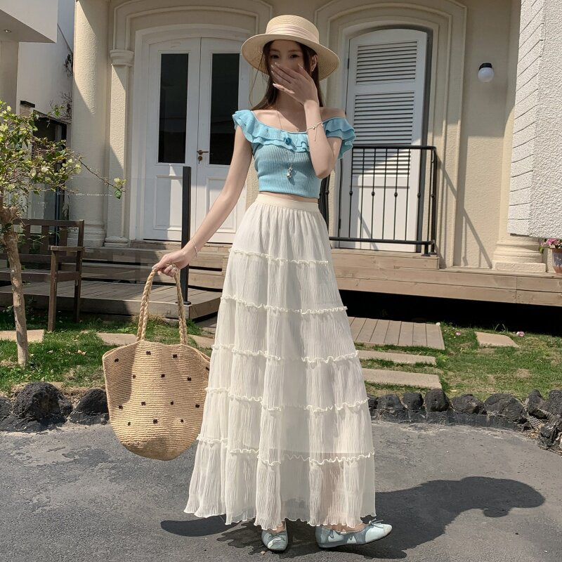 Ruffled Flared Skirt