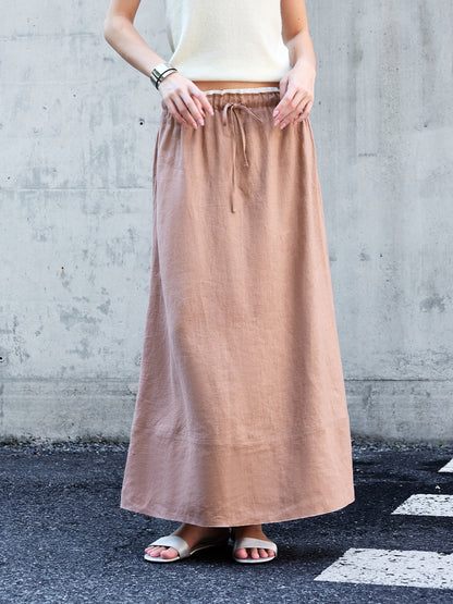 Linen A-Line Skirt with Elastic Waist