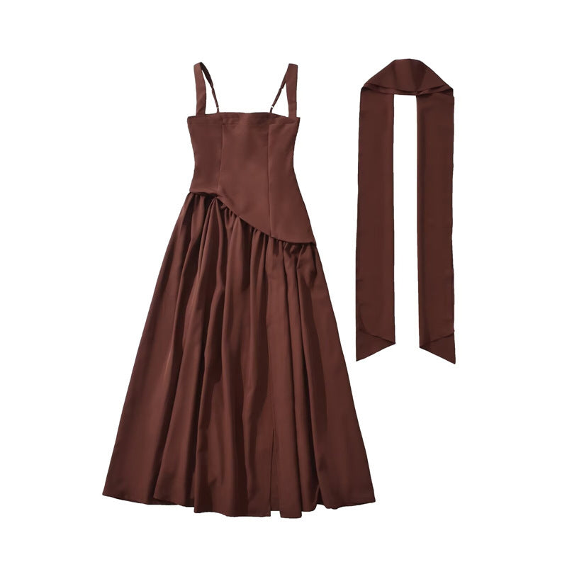 Fitted-waist pleated maxi dress Drip Depot