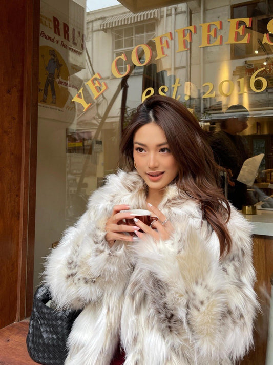 Faux Fur Leopard Print Coat