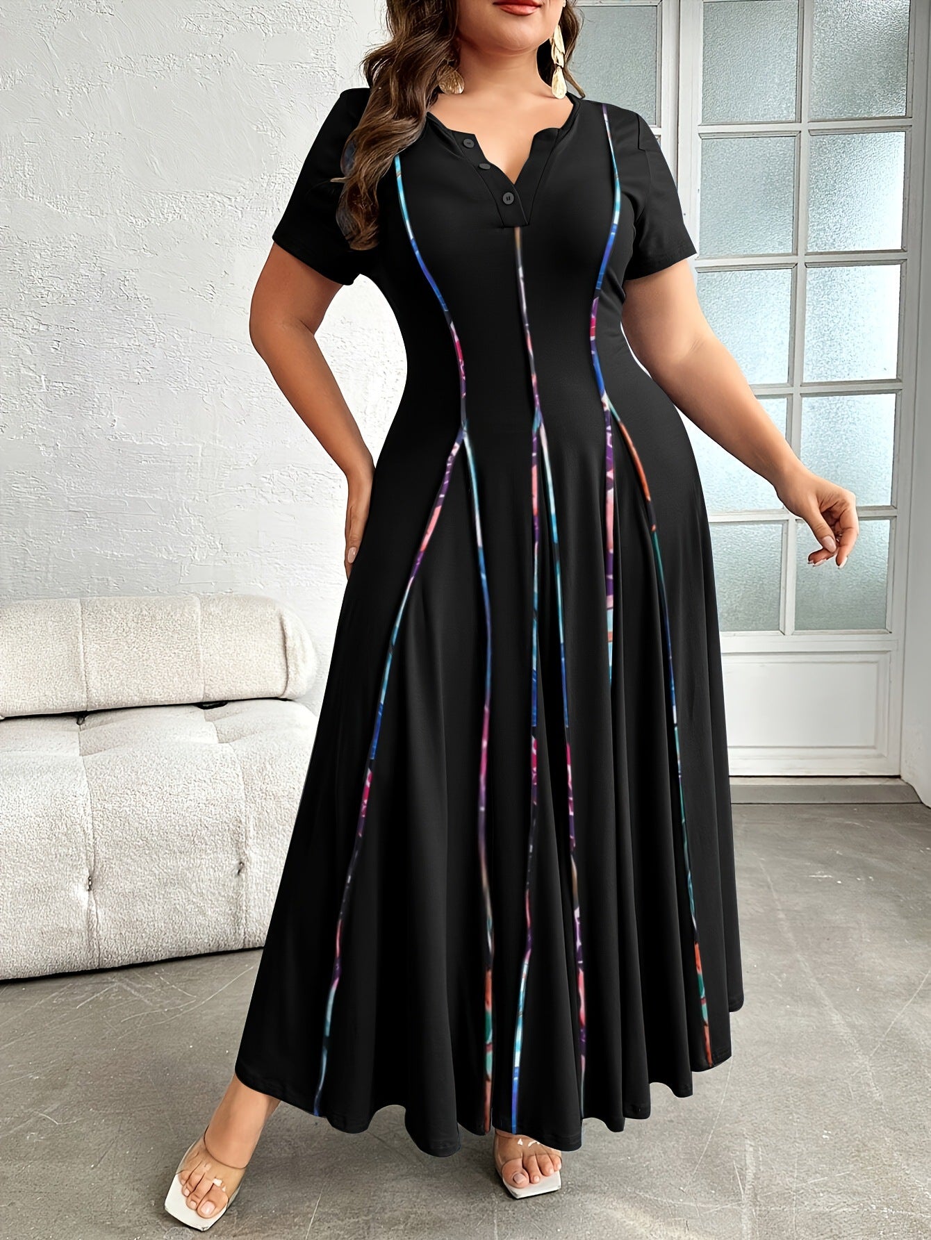 A-Line Contrast Trim Dress