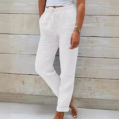 High Waisted Casual Cotton Linen Pants