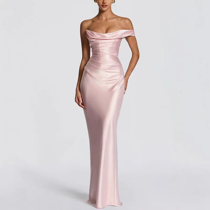 Off-Shoulder Satin Bodycon Dress