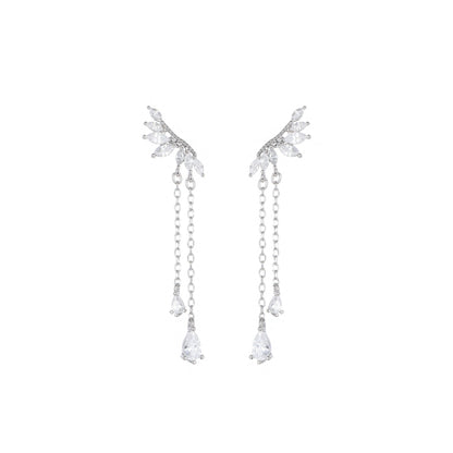 Wing Tassel Sterling Silver Earrings