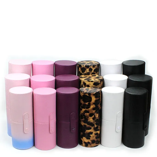 Round PU Makeup Brush Holder Storage Bucket