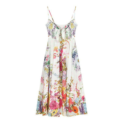 Floral Print Off-Shoulder Backless Maxi Dress