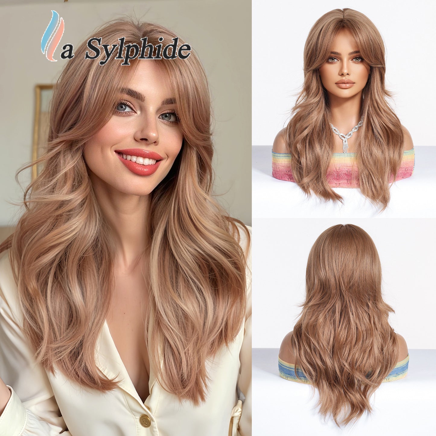 Long Curly Synthetic Hair Wig with Gradient Colors 24inch