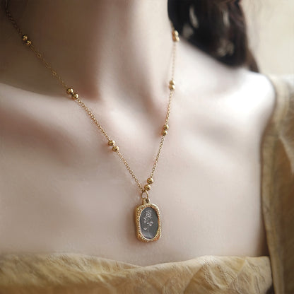Magic Mirror Rose Titanium Steel Necklace