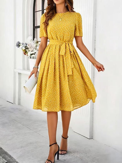 Lace-Up Printed Dress
