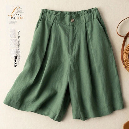 Cotton Linen Wide Leg Shorts