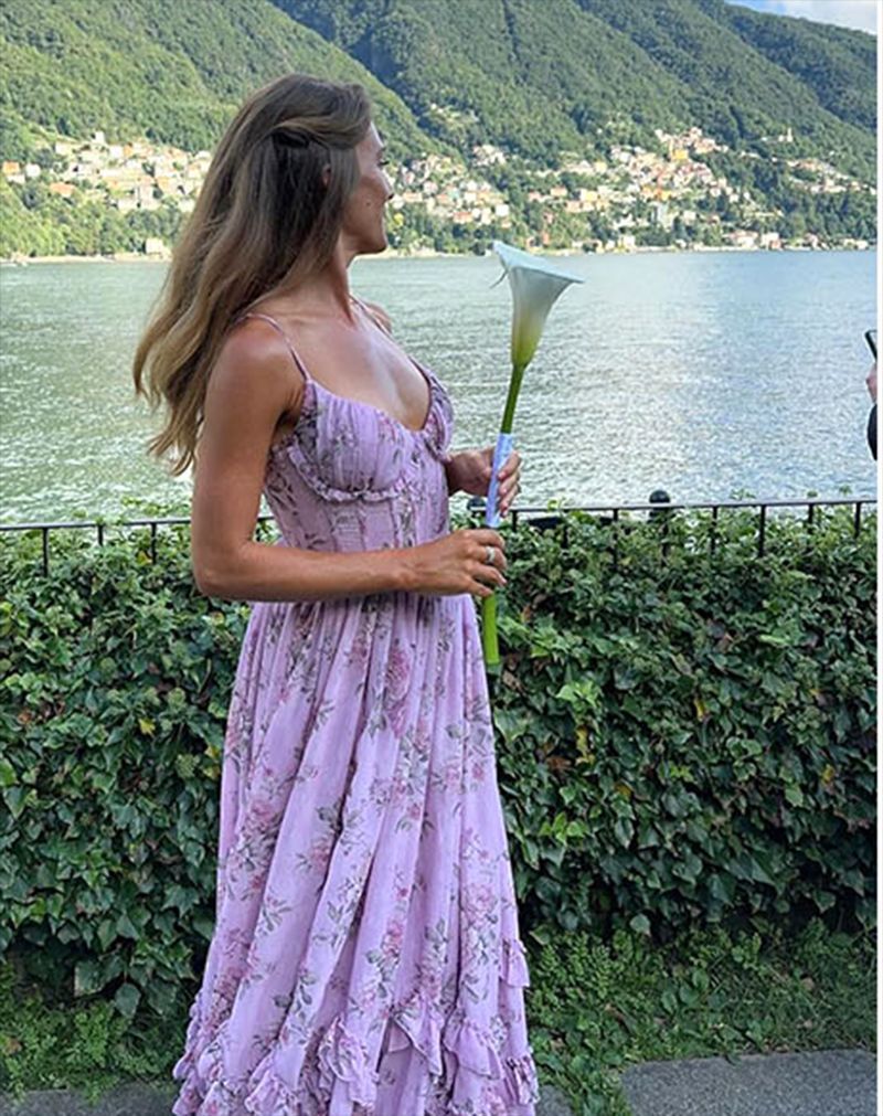 Floral Print V-Neck Long Dress