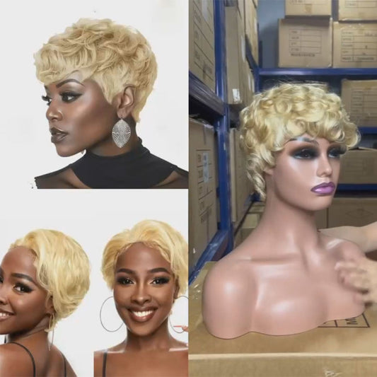 Human Hair Wig with Inner Net Drip Depot