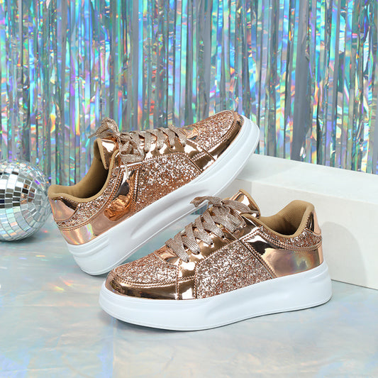Thick Sole Sequined Casual Sneakers