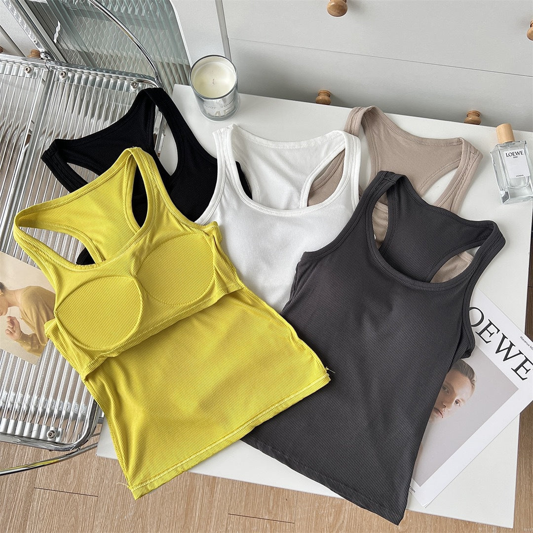American-Style Racerback Tank Top with Chest Pads