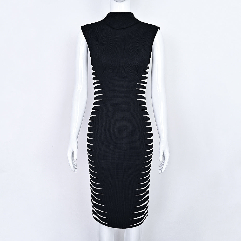 Jacquard Zebra Print Bandage Bodycon Dress