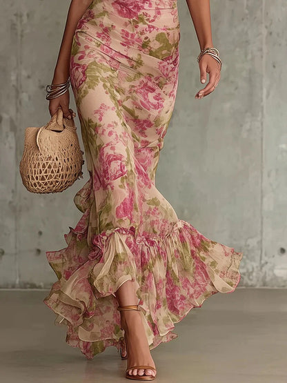 Casual Western-style mermaid dress with off-shoulder design